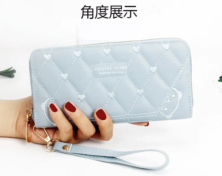 Women Long Wallet Pu Leather Card Holder Large Capacity Hasp Zipper Coin Purse Multi Card Organizer Cell Phone Wristlet Handbag