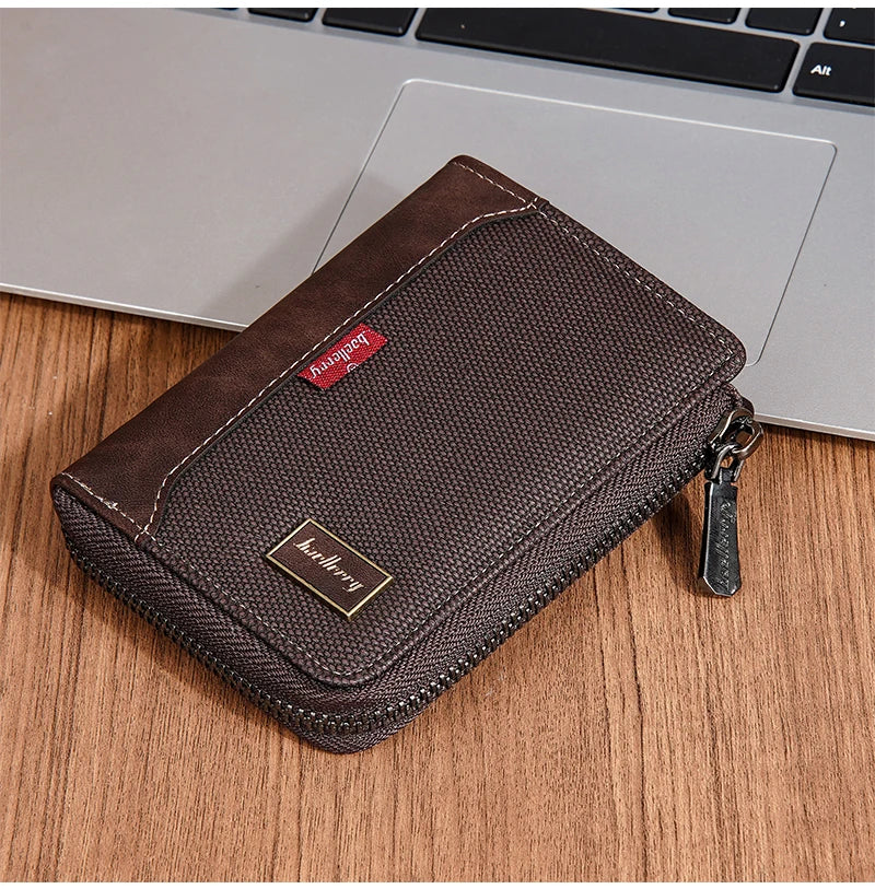 Baellerry RFID Simple Short Men Zipper Wallets Luxury Brand Card Holder Male Wallet Photo Holder Coin Pocket Man Purses