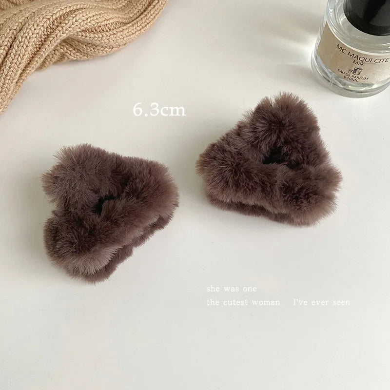 Plush Cat Ears Hair Clips For Women Girls Lamb Cashmere Hairpin Forehead Bangs Clip Fluffy Children New Winter Hair Accessories