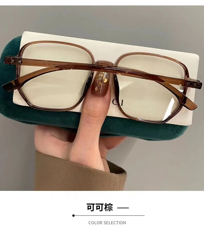 Ultra Light Myopia Glasses Men Women Minus Diopter Eyeglasses Trendy Large Size Square Frame Near Sight Eyewear