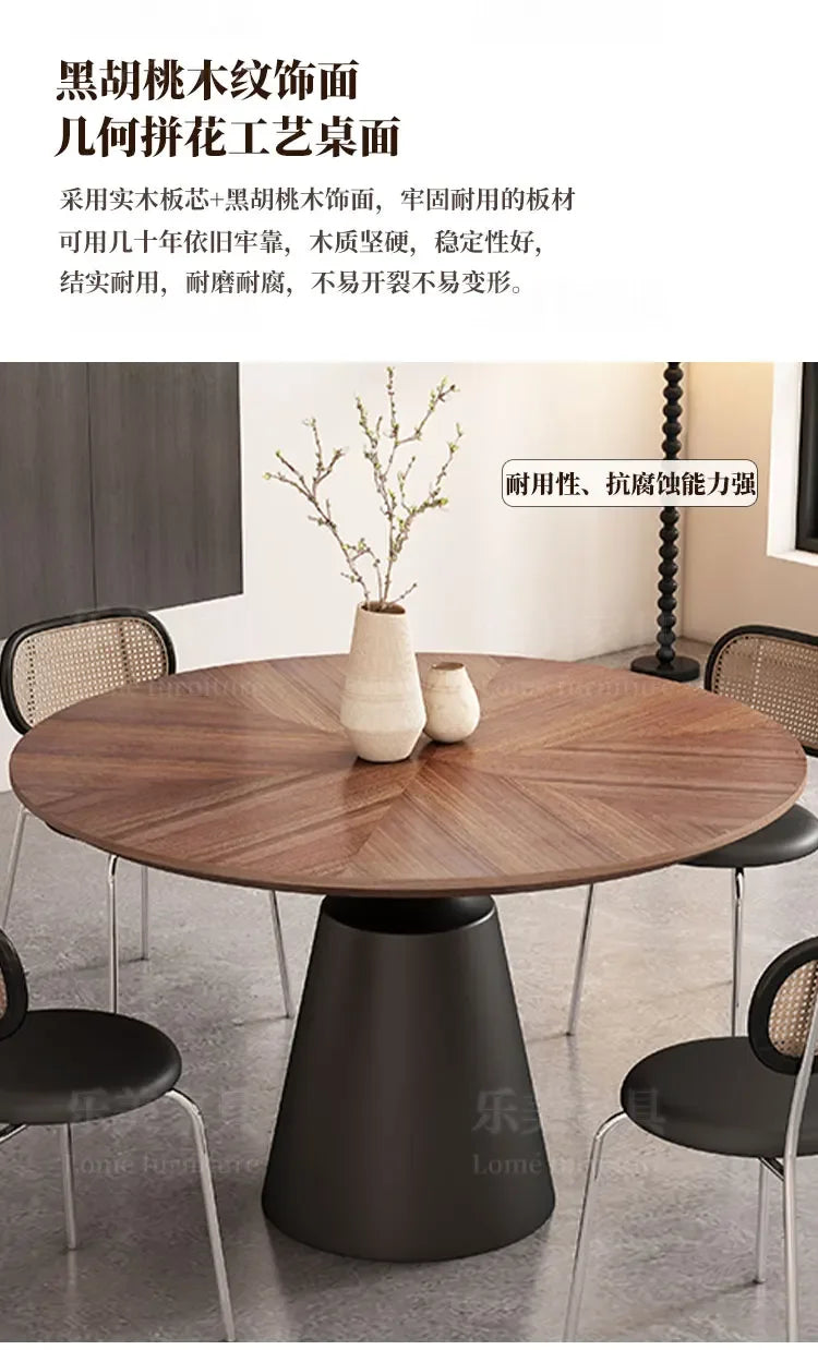 Italian Minimalist Dining Room Sets Black Dining Table Retro Restaurant Wooden Round Table Table A Manger Kitchen Furniture