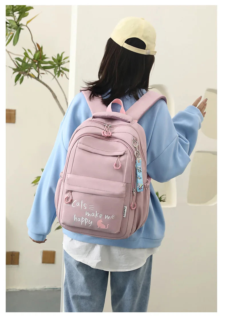 Girl School Bag Backpack Back Pack For Teenager Women Children Female Pink Schoolbag Primary High Bagpack Class Teens Child Kids