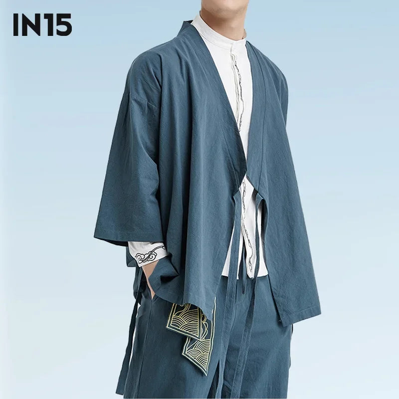 Nouveau Printemps Automne Hommes Hanfu Haut Zen Style Chinois Traditionnel Coton Lin Veste Décontracté Scène Blazers Hanfu Vêtements