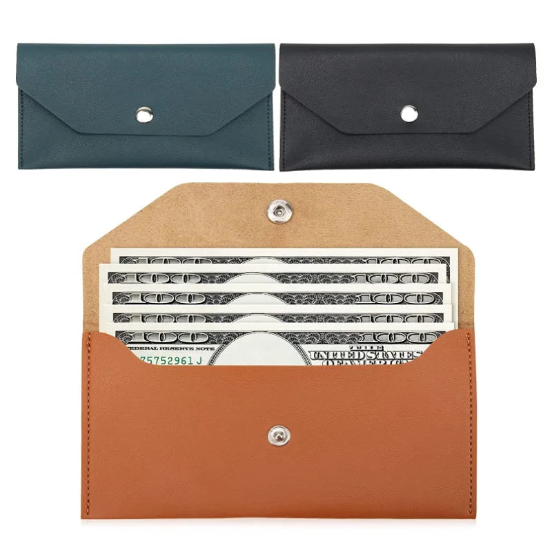 Ultra-thin Cash Envelope Wallet Wear-resistant PU Leather Money Binder Organizer Waterproof Pouch Name Card Holder Male Female