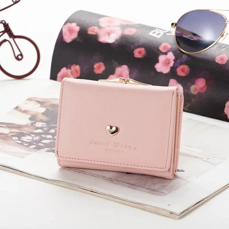 New Fashion Purse Female Short Version of Students Fresh Folding Mini Metal Wallet Cute Purse Lady Coin Purse for Female Lovely