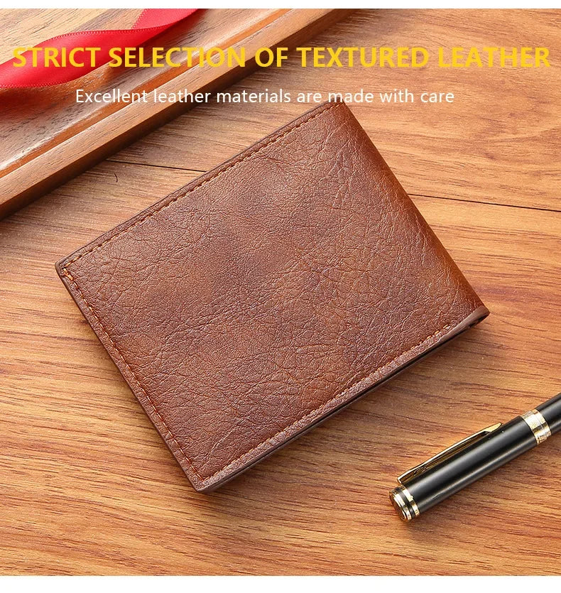 Men Purse Black Coin Wallet Male Business ID Cards Holder PU Leather Multiple Slot Casual Large Capacity Dollar Coin Money Bags