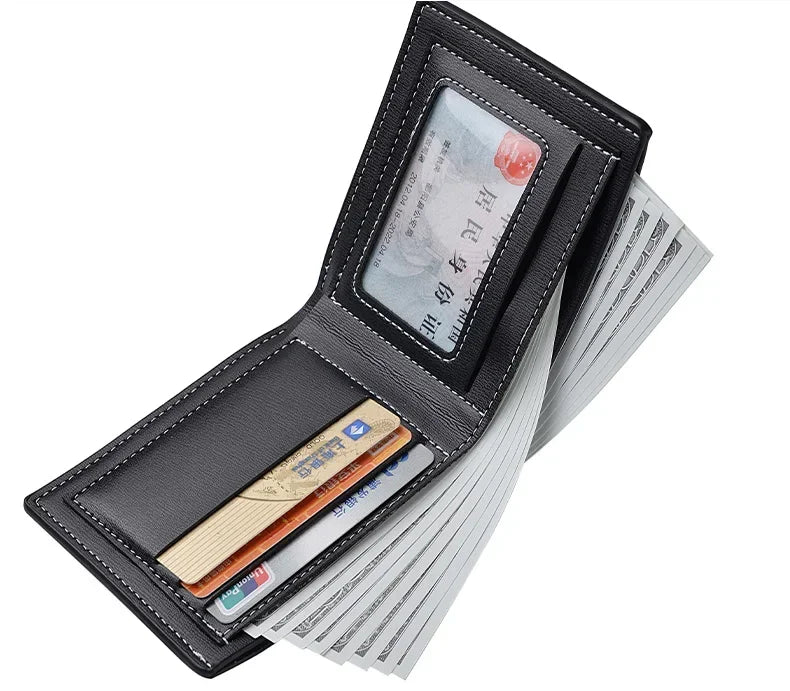 New Pu Leather Men Short Wallet Thin Style Folding Young Men Credit Card Holder Wallet Men Multi-slot Newly Designed Purses