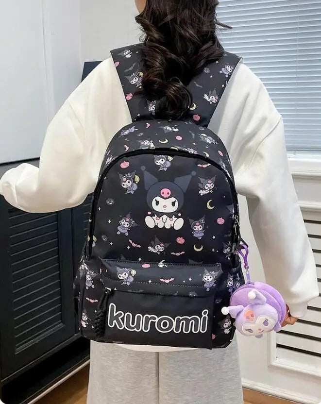 New Kuromi Backpack for Girls Boys Fashion High School Students Backpack Large Capacity Wear-resistant Computer Bag