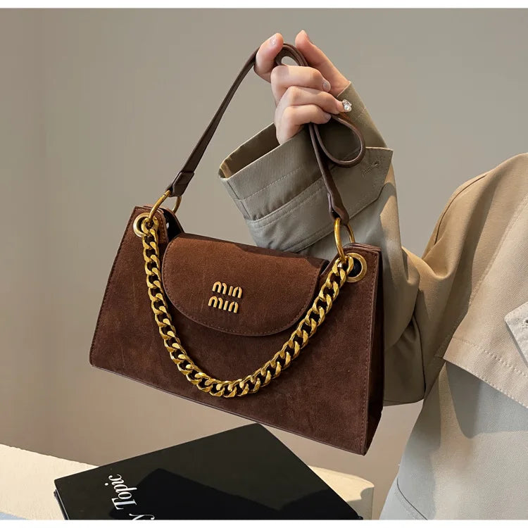 Metal Letter Designer Brand Handbags Top Handle Luxury Shoulder Bags Solid Color Elegant Crossbody Bags Fashion Bags For Women