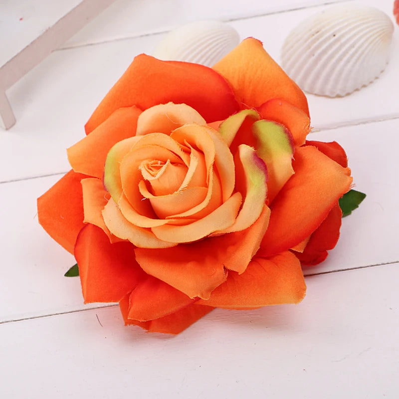 Flamenco Flowers For Hair DIY Headdress For Bridal Flocking Cloth Red Rose Flower Hairpin Hair Clip Party Hair Accessories