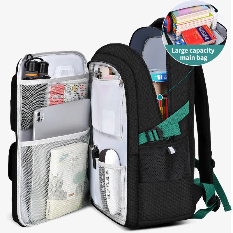 Boys Backpack Large Capacity Refrigerator Open Door Waterproof Backpack School Bag for Primary and Secondary School Students