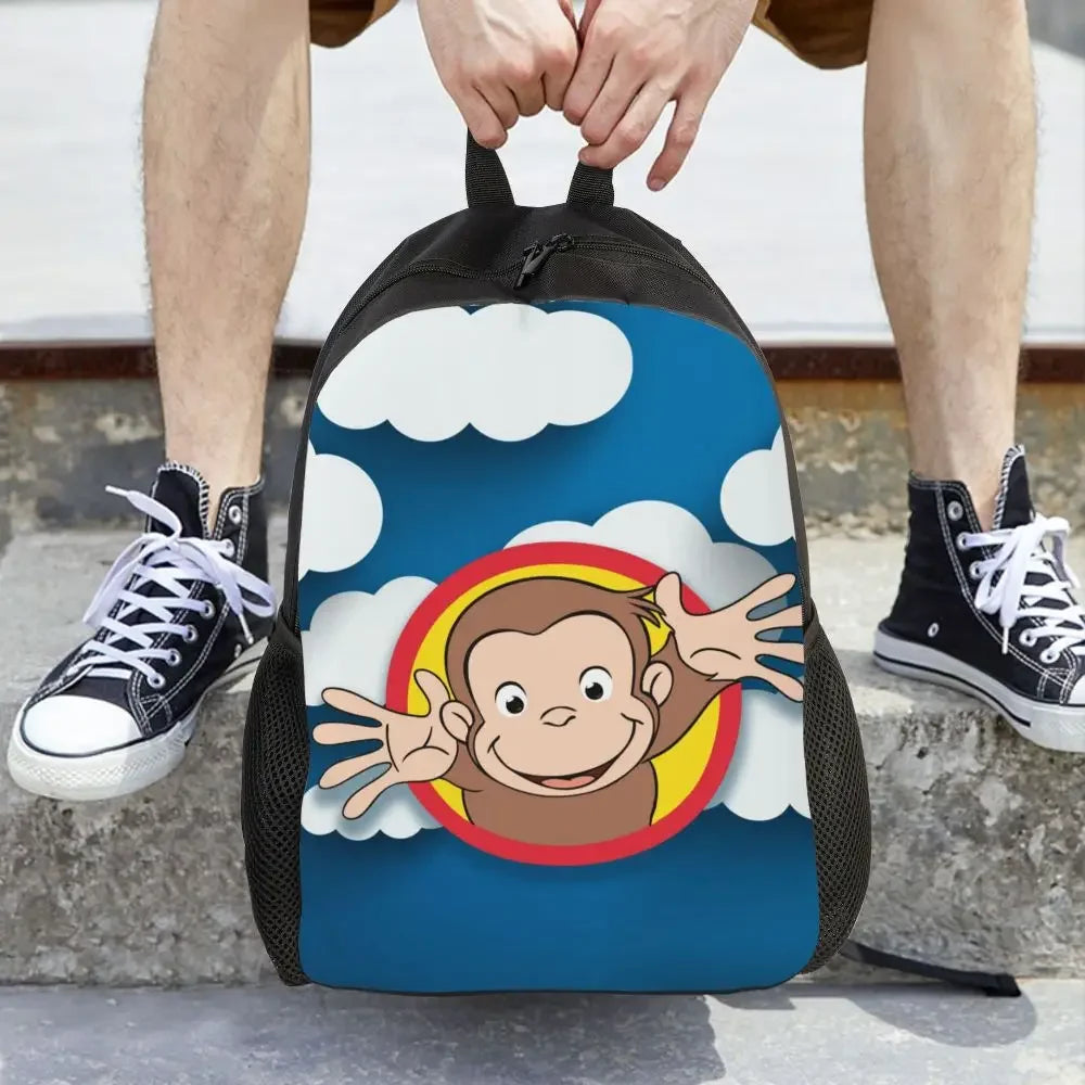 Customized Curious George Backpacks Women Men Casual Bookbag for School College Monkey Bags