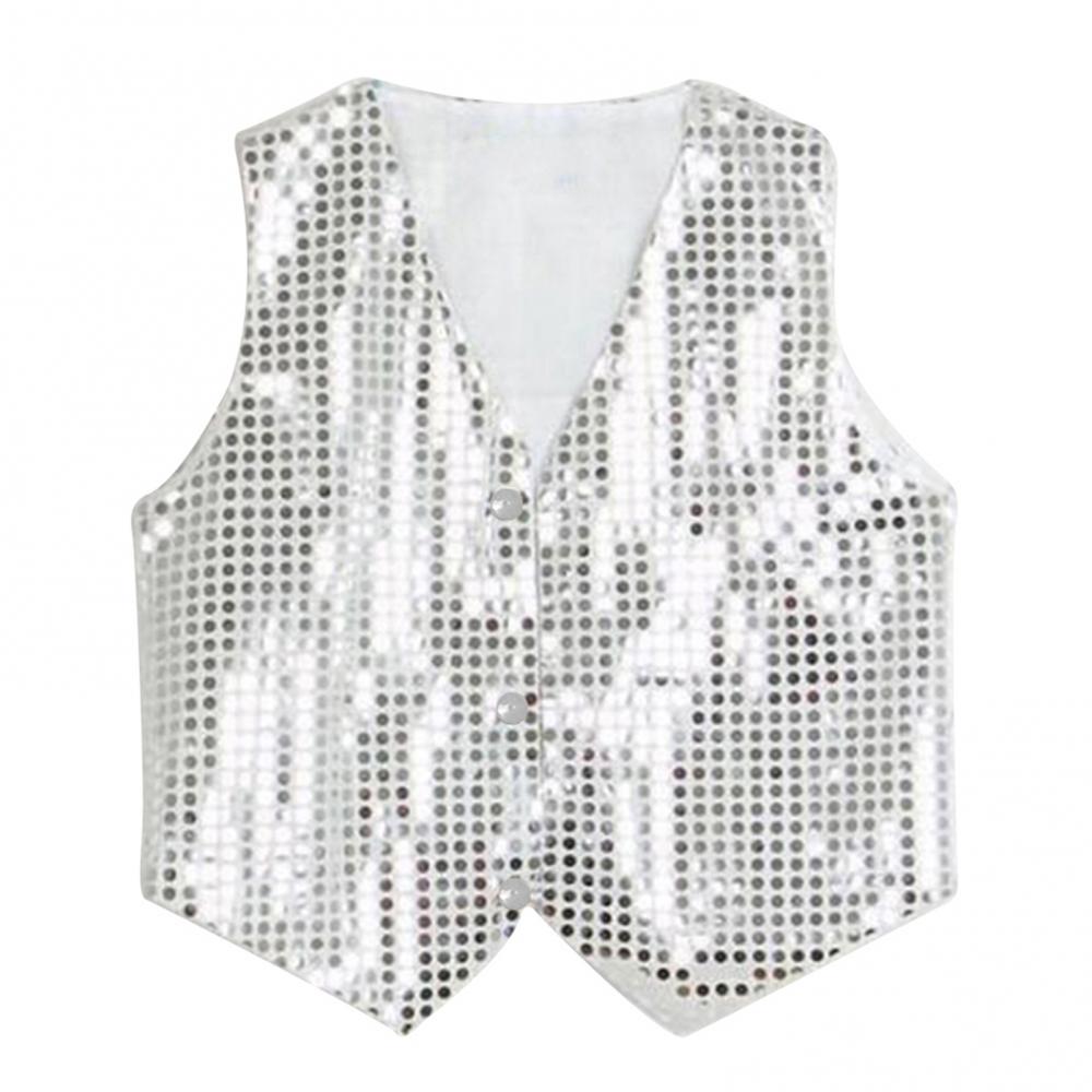 Children Shining Sequins Clothes Boys Students Christmas Stage Performance Costumes Kids Hip-hop Jazz Stage Dance Vest Waistcoat