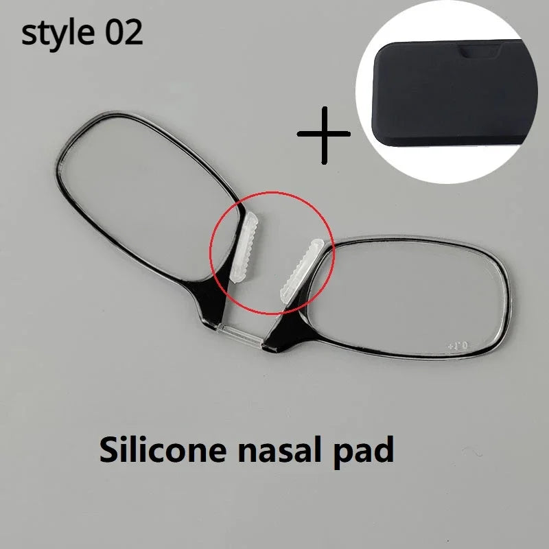 Portable Ultra-thin Clip Nose Reading Glasses Unisex Legless Nose Clip Ultra Thin Hyperopia Eyeglasses with Original Box +3.0