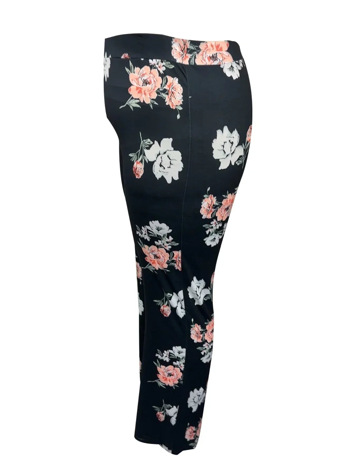 Pantalon taille haute moulant et élégant à imprimé floral pour femme grande taille, à effet amincissant