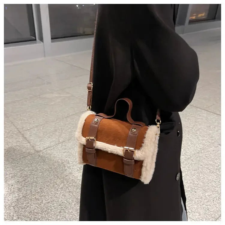 Winter Women Crossbody/shoulder Bag 2023 New Lamb Plush Velvet Bag Lady Small Square Handbag French Korea Style