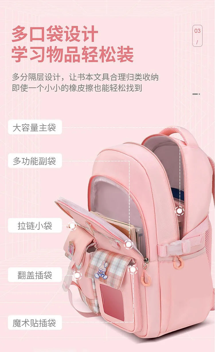 New Type of Lightweight Backpack Primary School Girls Children's Backpack Large Capacity Spine Protection Wholesale Waterproof