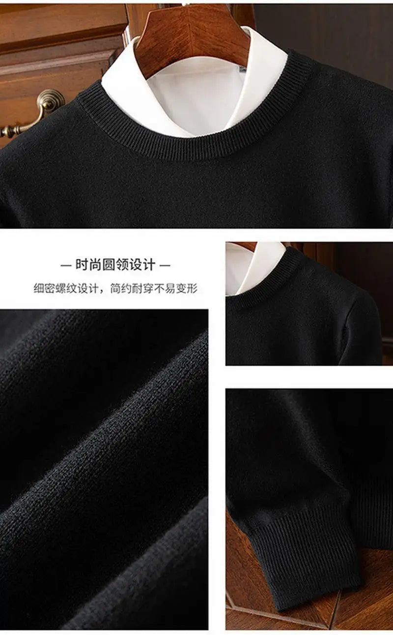 Autumn/Winter New Men's Cashmere Cold Resistant Clothing Round Neck White Sweater Pullover Warm korean Sweaters Pullover Tops