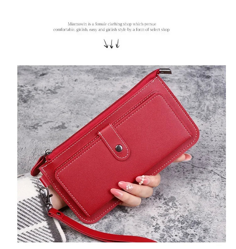 Long Zipper Wallets Coin Cluth Purses Leather Long Wallets Women's Luxury Female Wallet Mini Credit Card Holder Money Bag