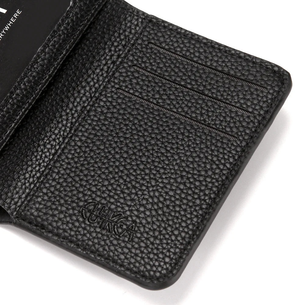 2022 New Ultra-thin Soft Wallet Pu Leather Lychee Grain Mini Credit Card Wallet Men's Card Case Men's Short Bill Card Case