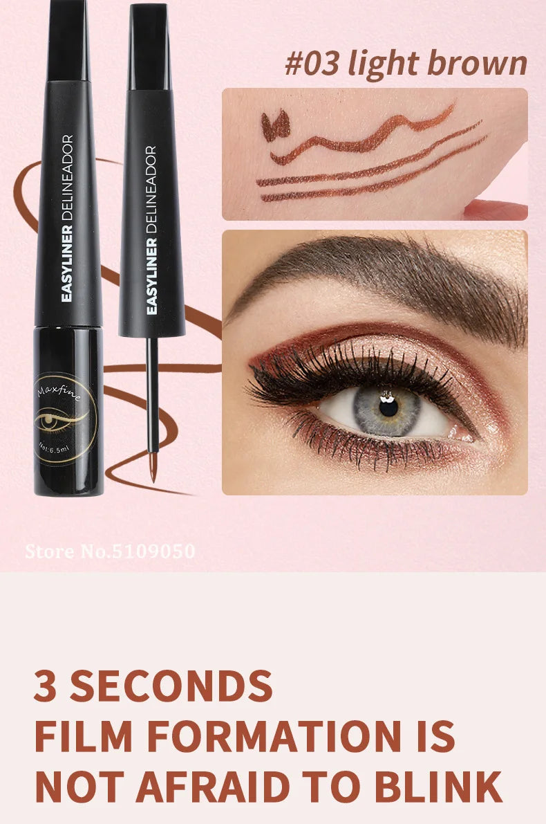 Matte Black Waterproof Liquid Eyeliner Pencil Sweatproof Quick Dry Easy To Wear High Pigment Brown Eye Liner Pen Eye Makeup Tool