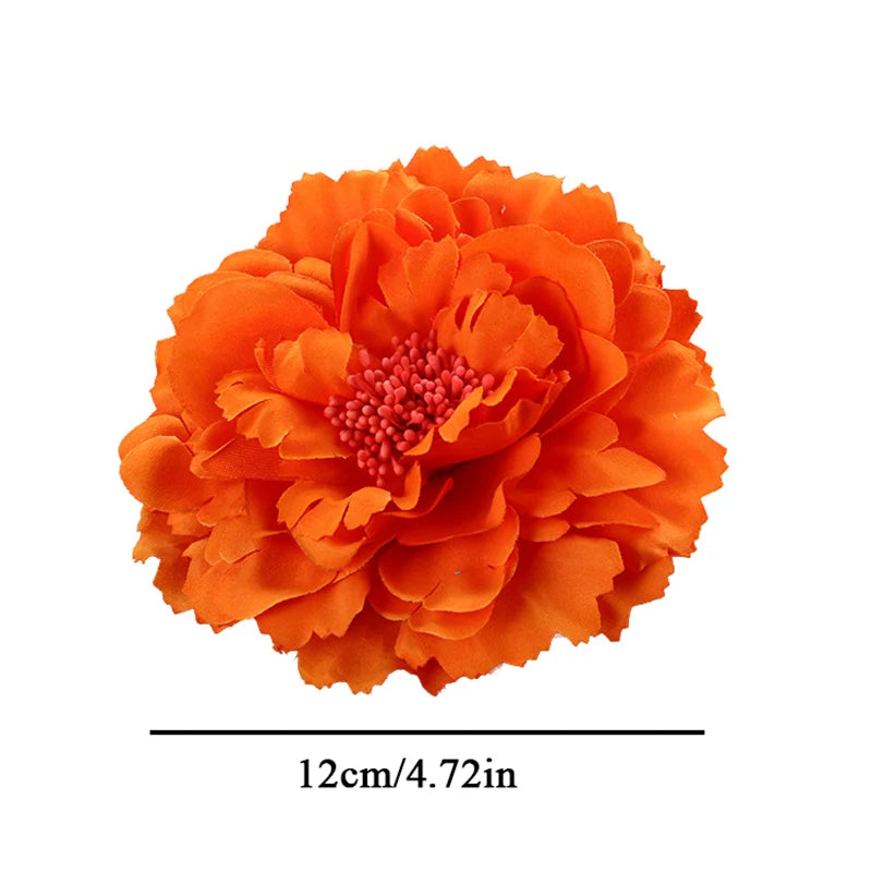 Flamenco Flowers For Hair DIY Headdress For Bridal Flocking Cloth Red Rose Flower Hairpin Hair Clip Party Hair Accessories