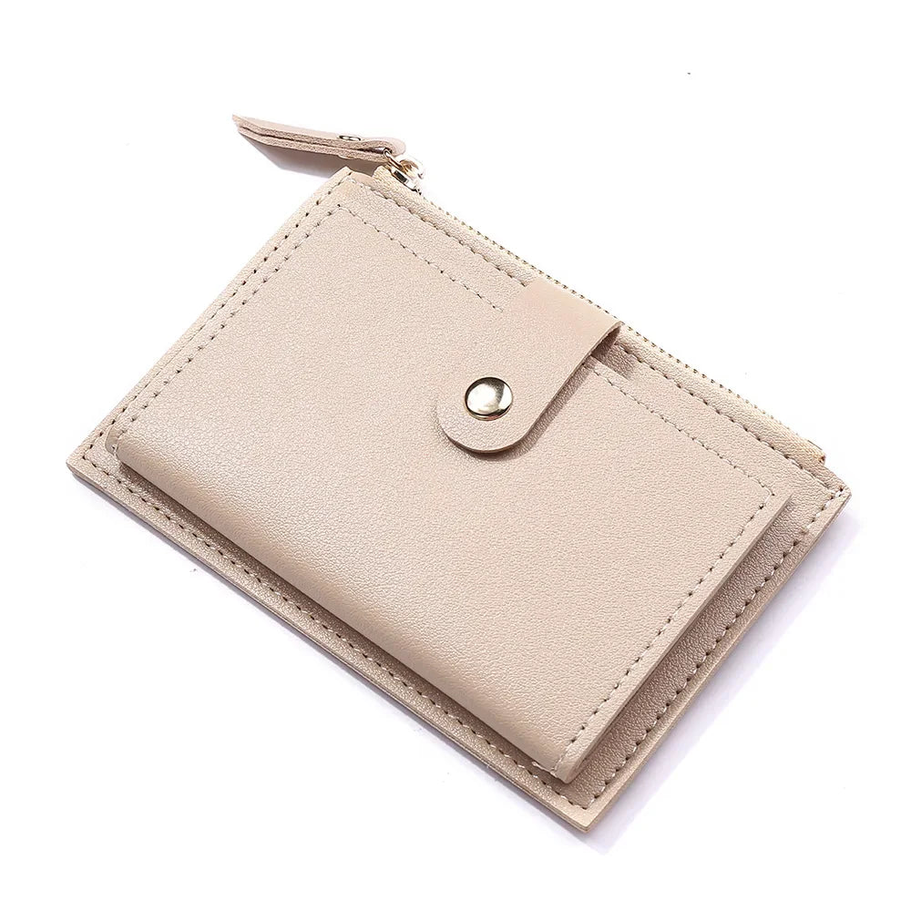 Women Fashion Small Wallet Purse Solid Color PU Leather Mini Coin Purse Wallet Credit Card Holder Bags Zipper Coin Purse