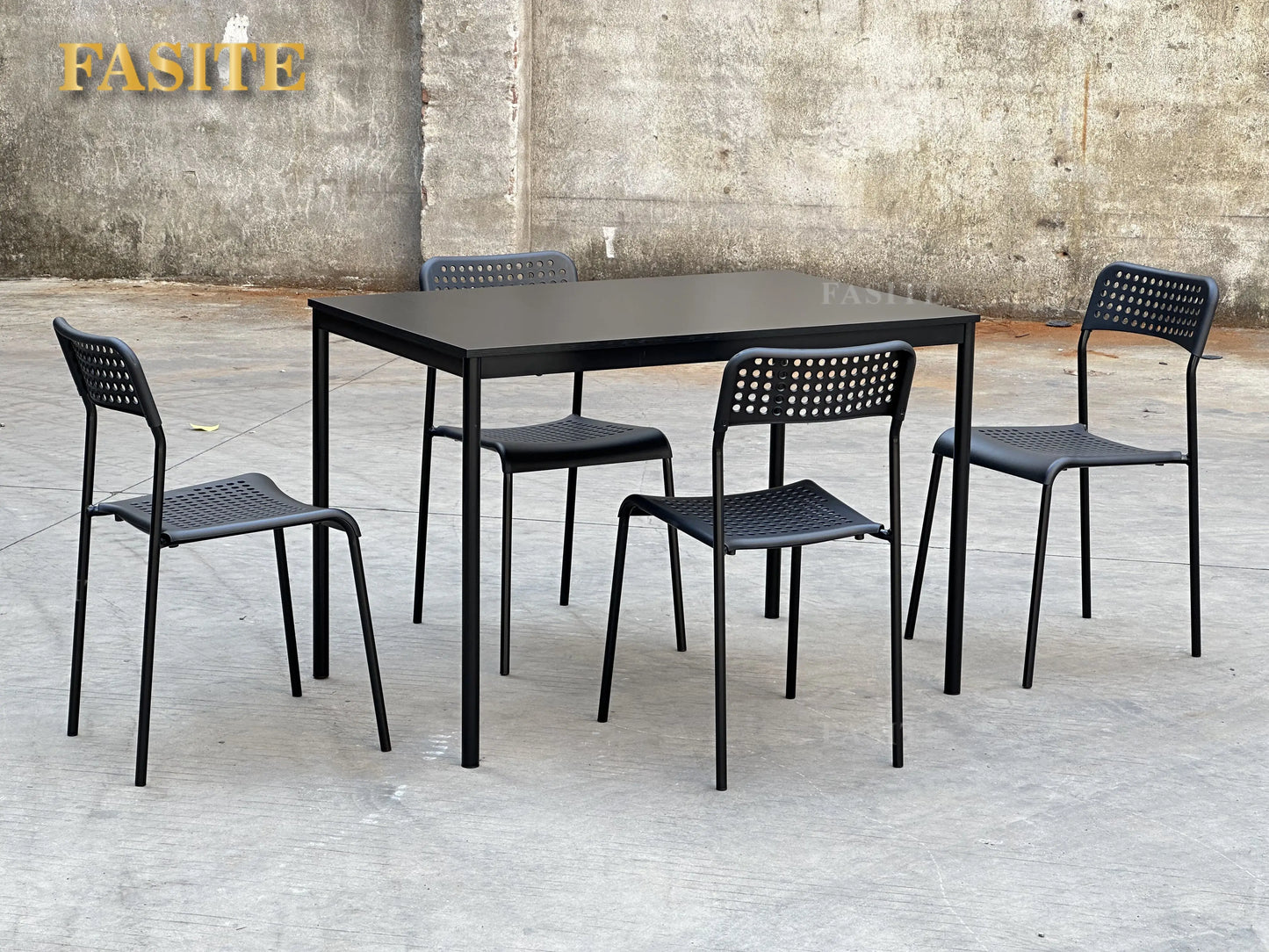 dining table 110*70 set with 4 chairs MDF inmetal legs in powder coated, simplicity dining room set