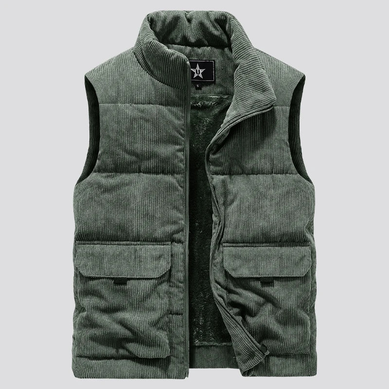 Gilet chaud en polaire pour homme, manteau à col montant, épais, style militaire, vêtement pour homme, veste sans manches