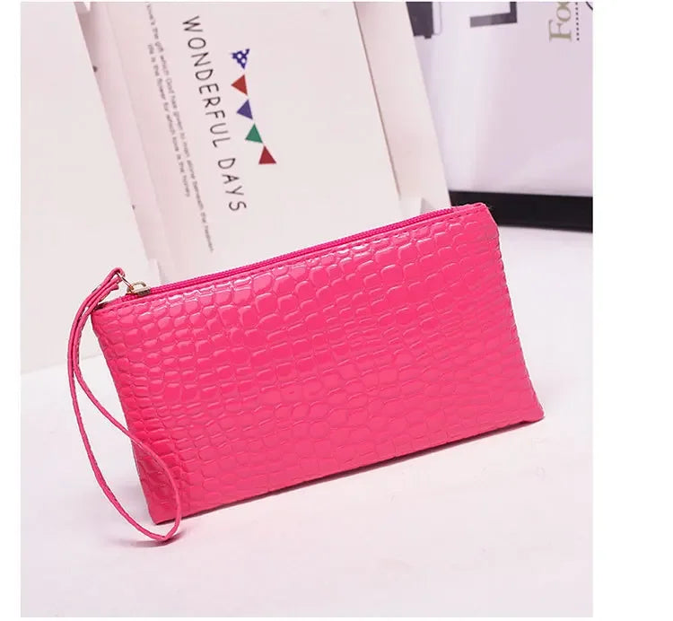 Leather Women's Long Wallet Crocodile Pattern Handbag Ultra Thin Soft Women ID Credit Card Holder Coin Purse for Female Ladies