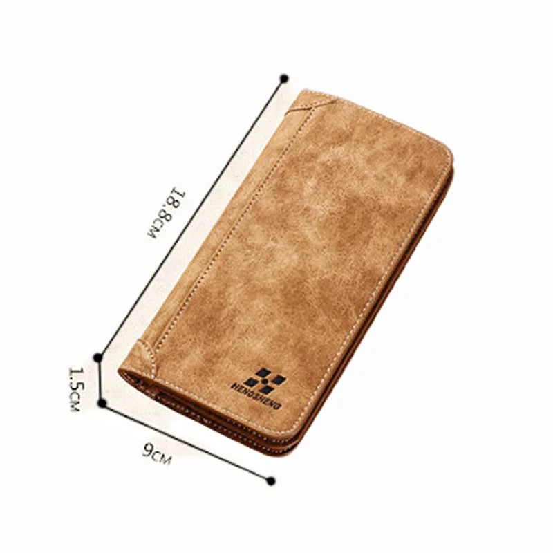 Men Wallet Vintage PU Leather Frosted Long Wallets Coin Pocket Billetera Hombre Man Purse Male ID Card Holder Money Bag