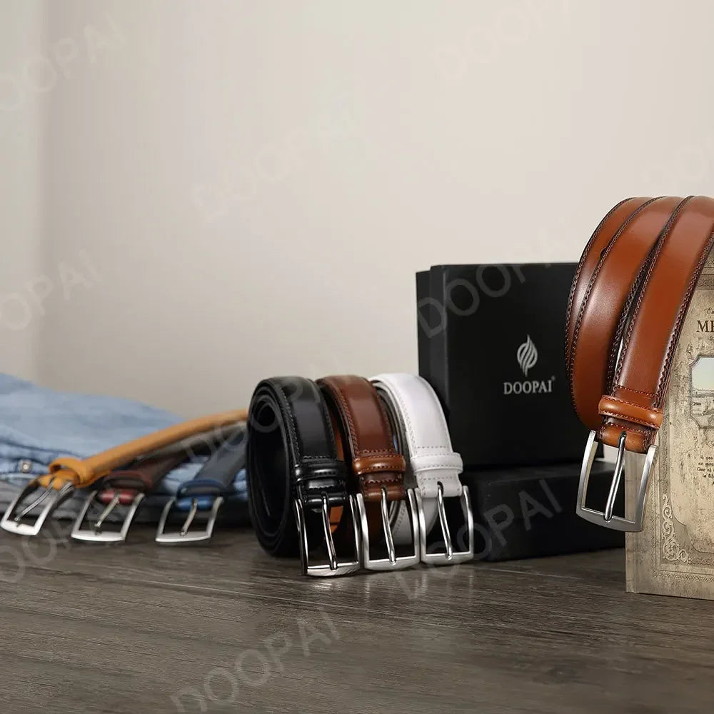 Men Belts High Quality Genuine Leather LONG Large Pin Buckle Metal Automatic Buckle Male Belts Strap Male