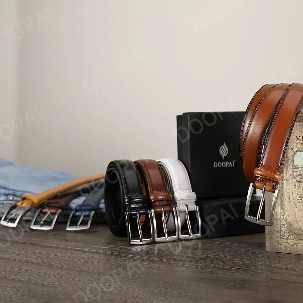 Men Belts High Quality Genuine Leather LONG Large Pin Buckle Metal Automatic Buckle Male Belts Strap Male