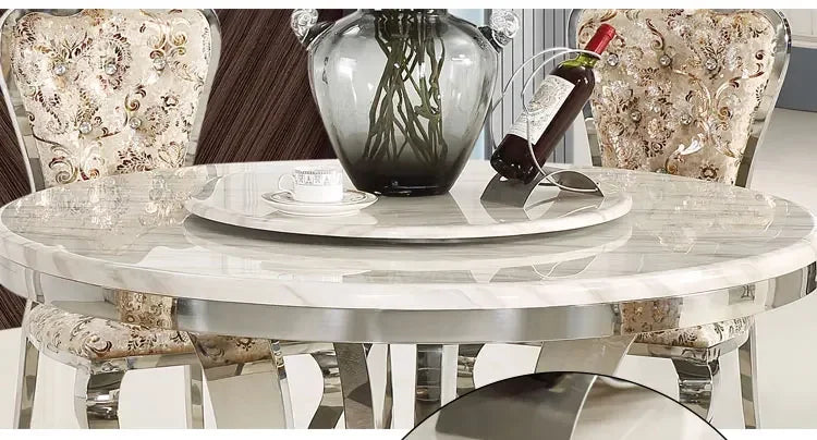 Luxury Stainless Steel Dining Table Italian Restaurant Free Shipping Turntable Table Organizer White Muebles Kitchen Furniture