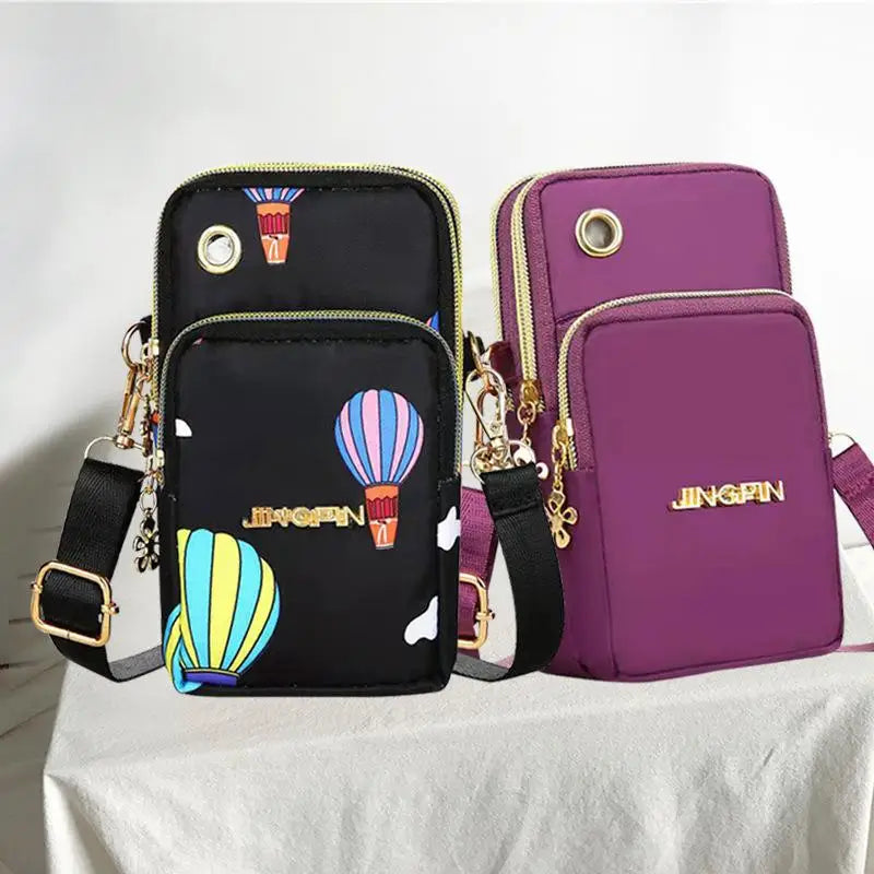 New 7 Color Mobile Phone Crossbody Bags for Women Fashion Women Shoulder Bag Cell Phone Pouch With Headphone Plug 3 Layer Wallet