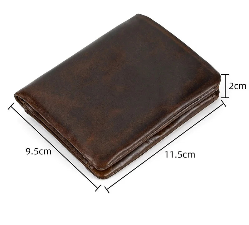 Leather Men‘s Short Wallet Hasp Genuine Leather Unisex Zipper Coin Clutch Purse Cowhide Card Holder Trifold Man wallets