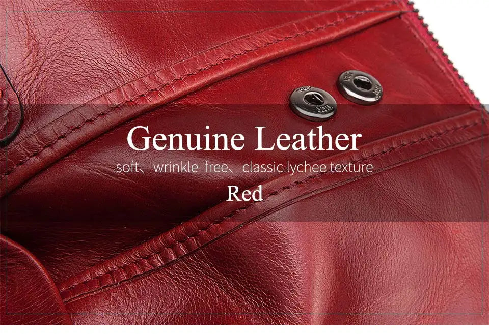 Genuine Leather Wallet Women Short RFID Anti-thef Card Holder Female Hasp Zipper Coin Purse High Quality Clutch Money Bag Portfe