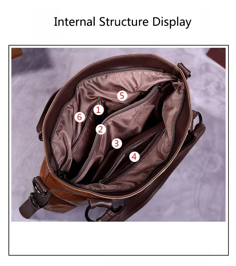 2023 New Fashion Casual Tote Bag Women Handbags Soft Leather Shoulder Bags Vintage Big Capacity Crossbody Hand Bag For Ladies