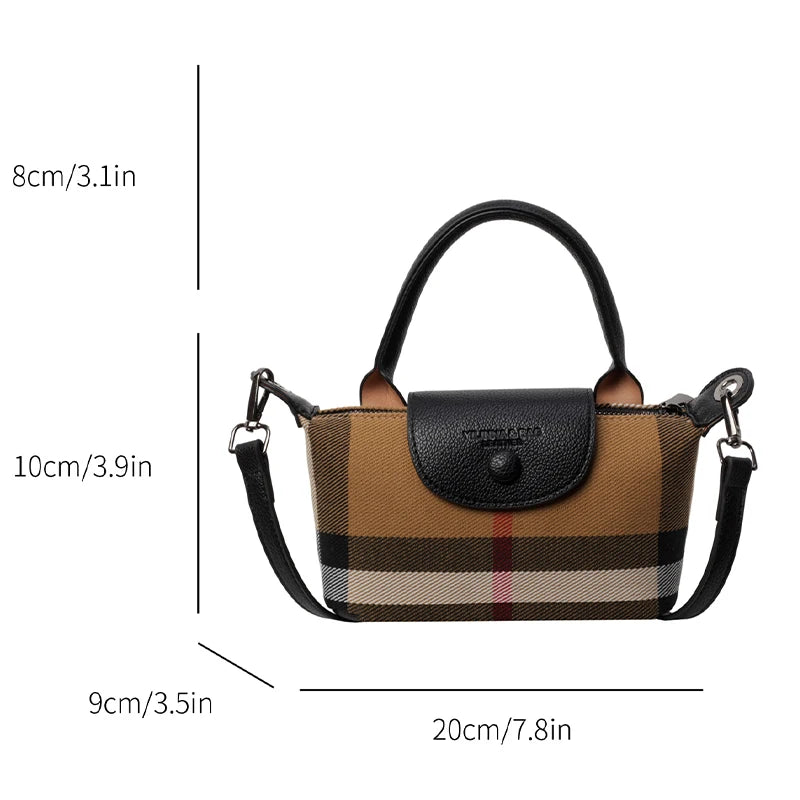 European and American Fashion Women's Bag 2024 New Check Pattern Bag Handheld Dumpling Bag Handheld Crossbody Bag