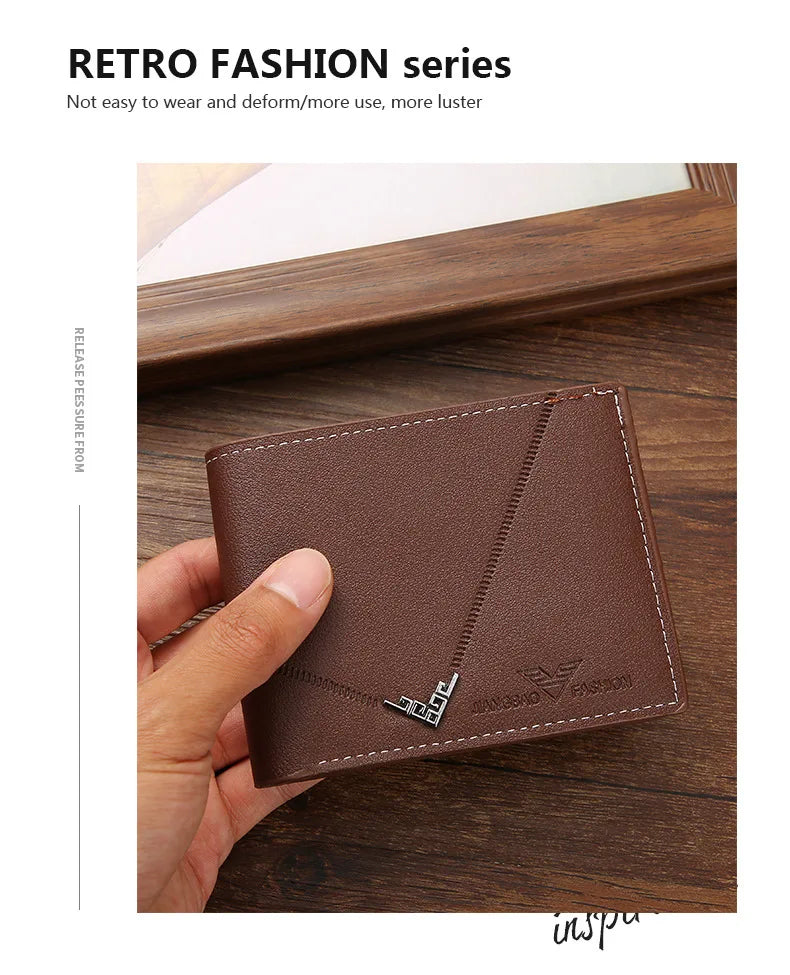 New Men's Wallet Money Bag PU Leather Business Short Wallet Vintage Soft Purse Multi-card Holder Portefeuille Homme Billetera