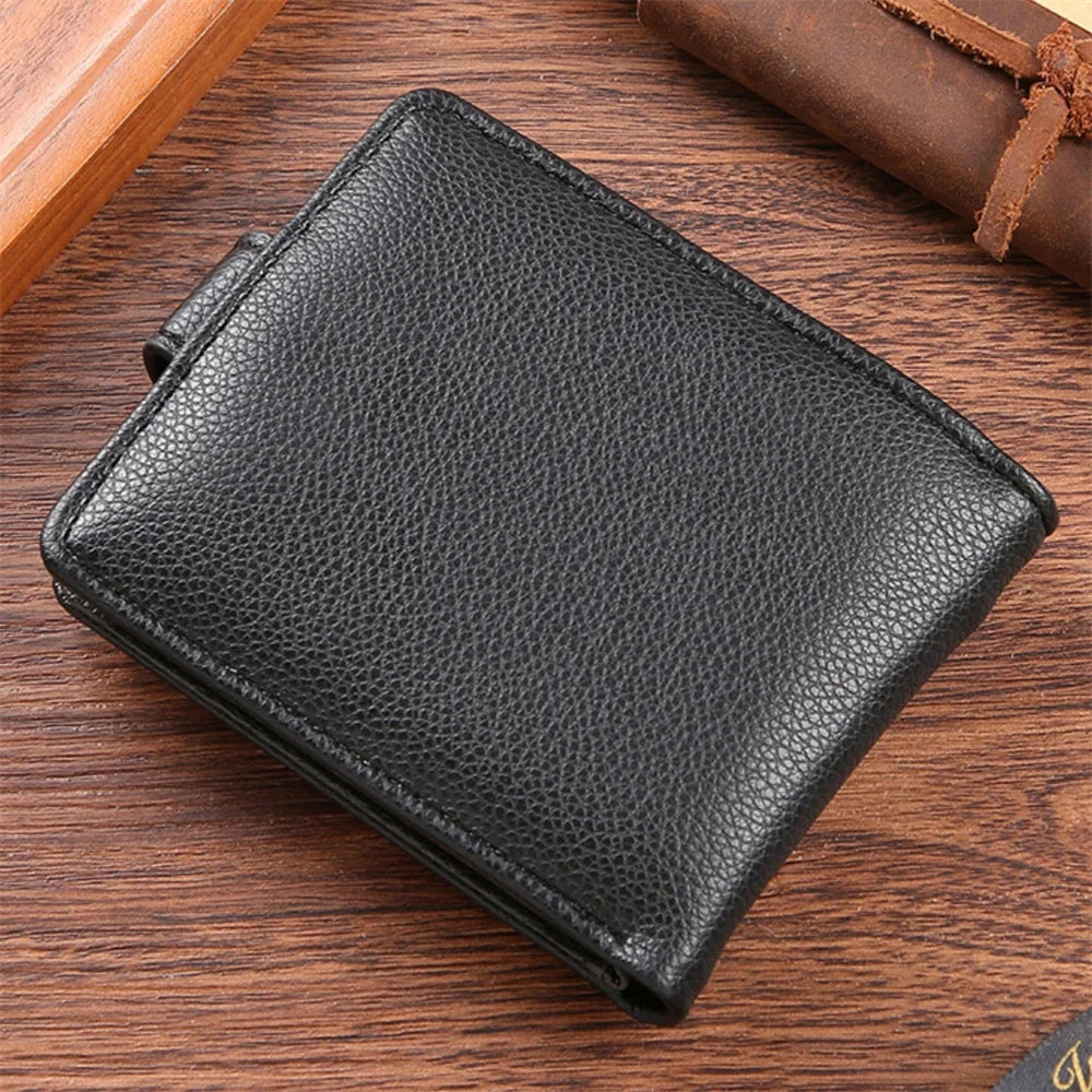 Vintage Leather Mens Wallets Cow Leather Solid Sample Style Zipper&Hasp Purse Card Holders Famous Brand High Quality Male Wallet