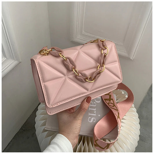 New Fashion Large Shoulder Bags for Women Stone Pattern PU Leather Crossobdy Bags Pink Tote Handbags Chain Shopper Clutch Purses