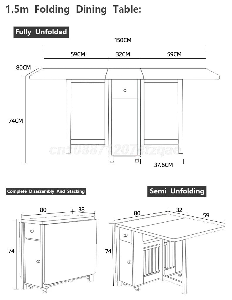 Folding Dining table Movable Table Set Dining Tables With 4 Chairs Dining Room Furniture Small Apartment Living Room Table