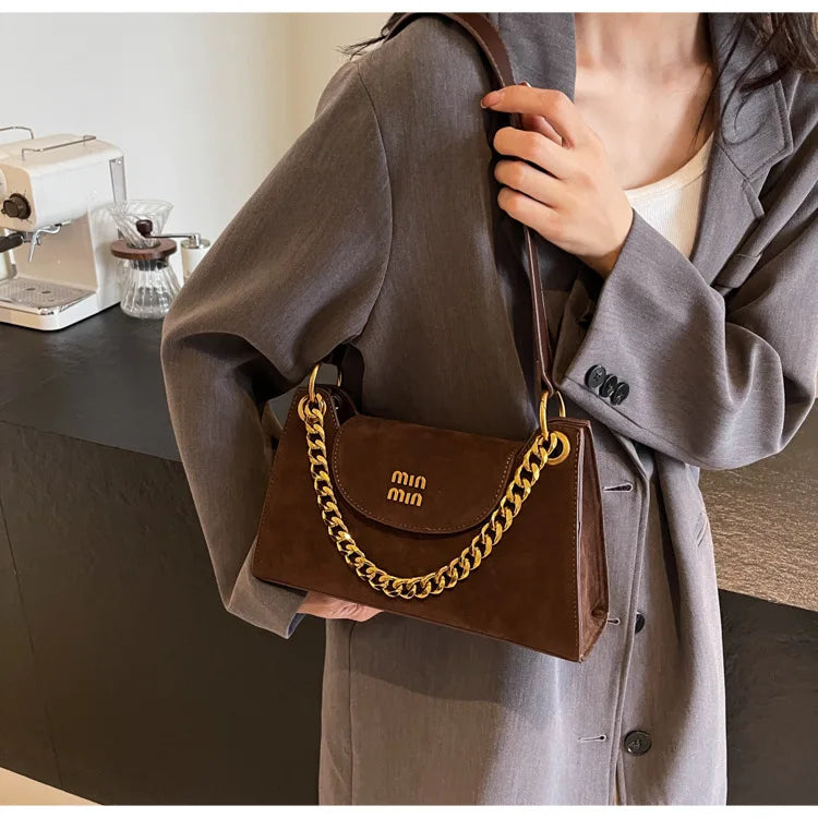 Metal Letter Designer Brand Handbags Top Handle Luxury Shoulder Bags Solid Color Elegant Crossbody Bags Fashion Bags For Women