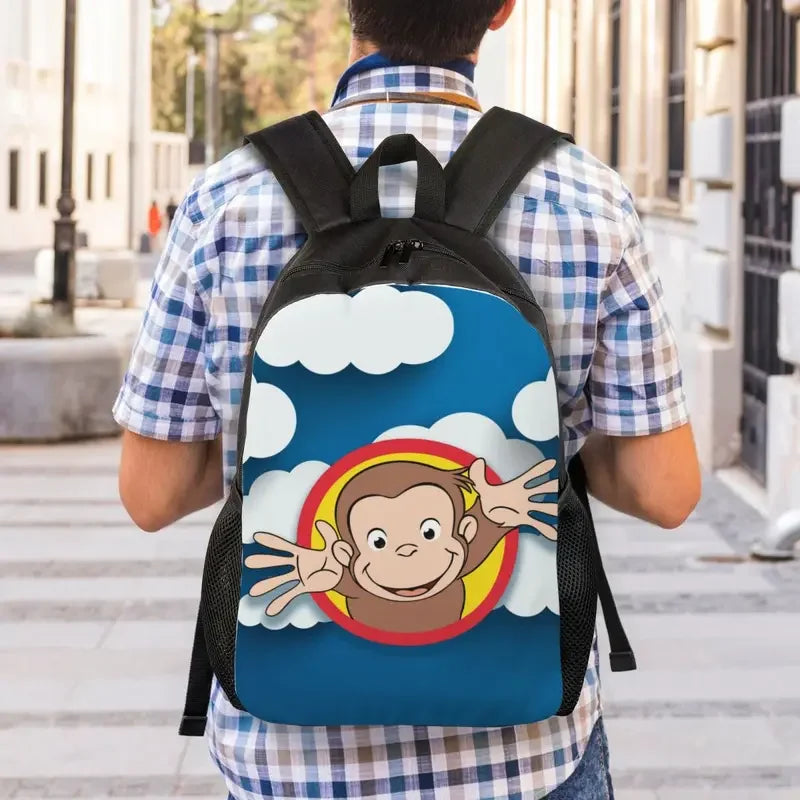 Customized Curious George Backpacks Women Men Casual Bookbag for School College Monkey Bags