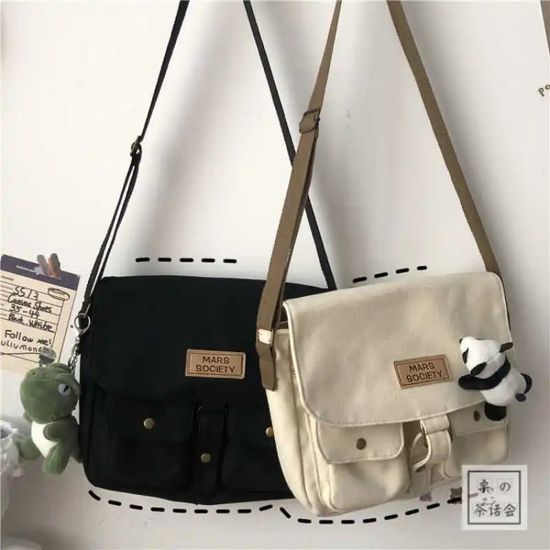 Fashion Simple Messenger Bag Women Postman Diagonal Crossbody Bag Lady Student Canvas Schoolbag Version Ladies Shoulder Bag