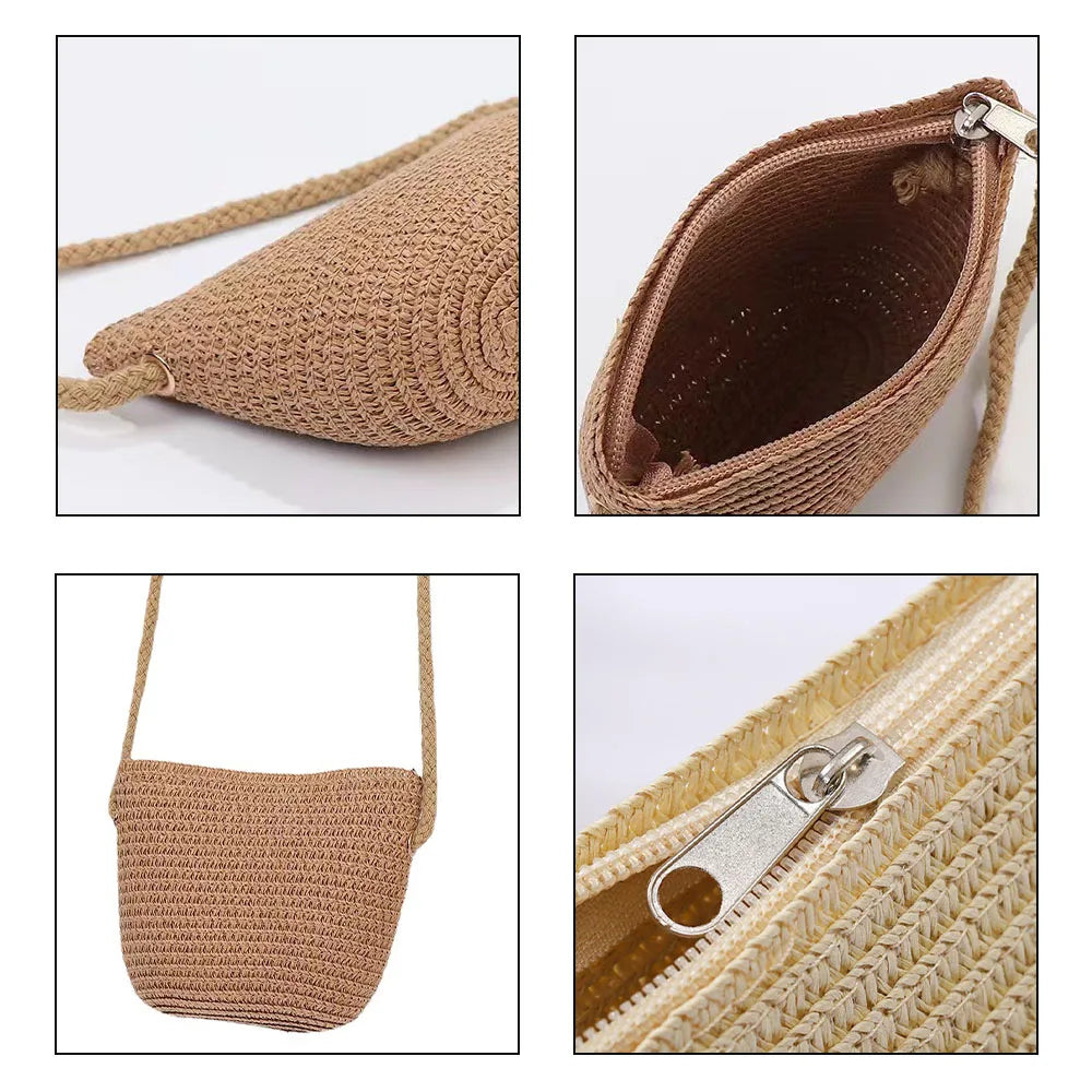 Soft Straw Tote Bags Personalized Travel Shopping Bag Beach Weave Handbag Female Bohemian Shoulder Bag Valentine's Day Gift