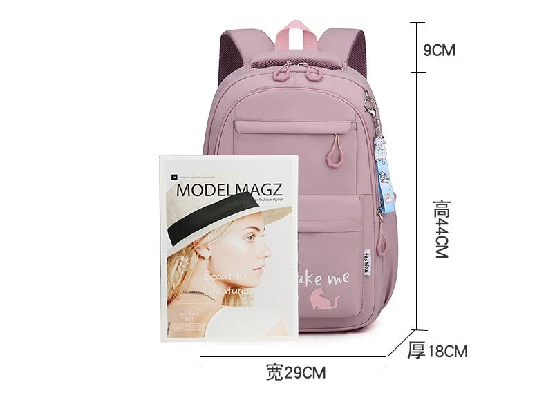 Girl School Bag Backpack Back Pack For Teenager Women Children Female Pink Schoolbag Primary High Bagpack Class Teens Child Kids