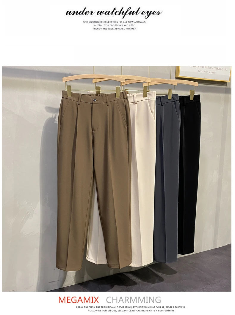 Dress Pants Men Korean Fashion Pleated Pants Chino Pants Men Clothing 2024 Lightweight Cool Trousers