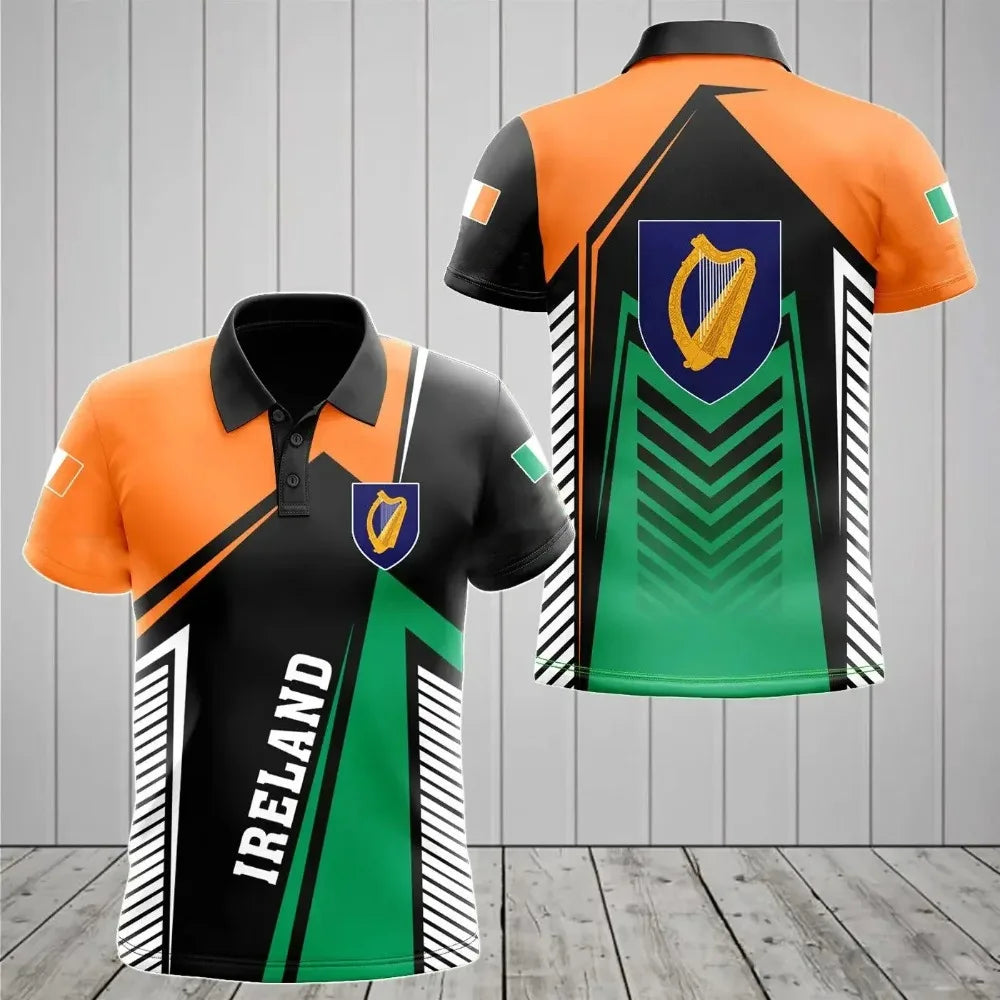 Irish Flag Badge 3D printed Polo shirt Casual street wear Men's Women's fashion jersey plus size sportswear